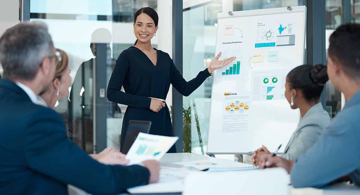 woman making a sales presentation