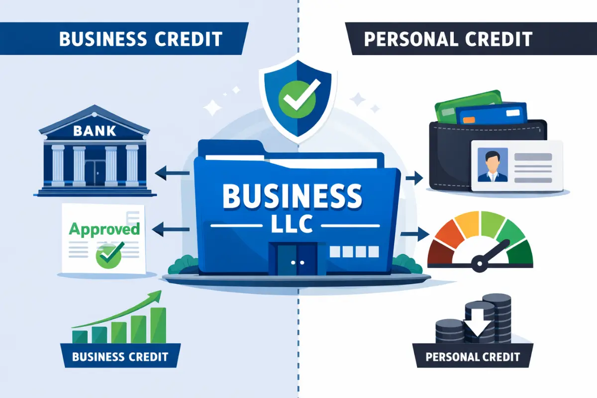 Access to business loans and credit benefits of forming an LLC showing business credit separation from personal credit and advantages of LLC over sole proprietorship.