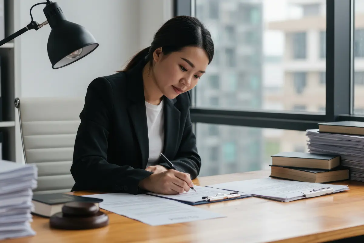 Business owner reviewing documents to prevent administrative dissolution and maintain good standing status while completing annual filing checklist to avoid state dissolution.