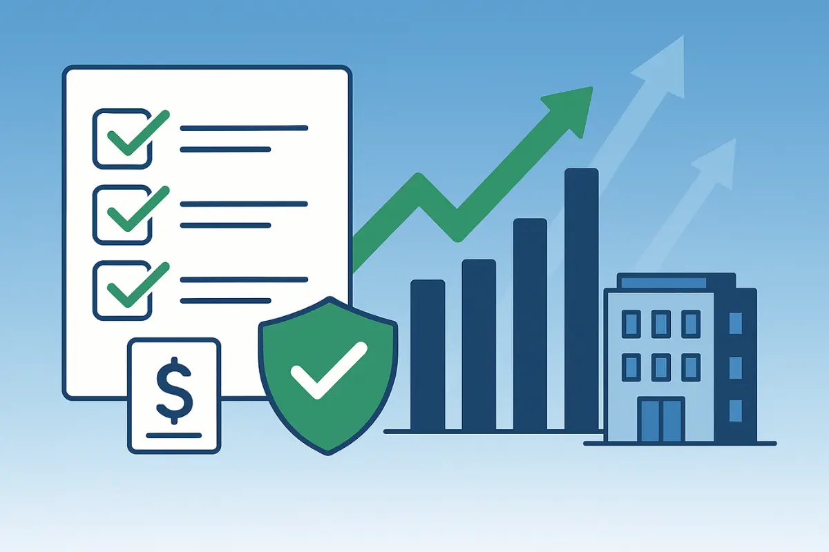 Business compliance strategy integrated with business growth planning showing regulatory compliance and risk management for success