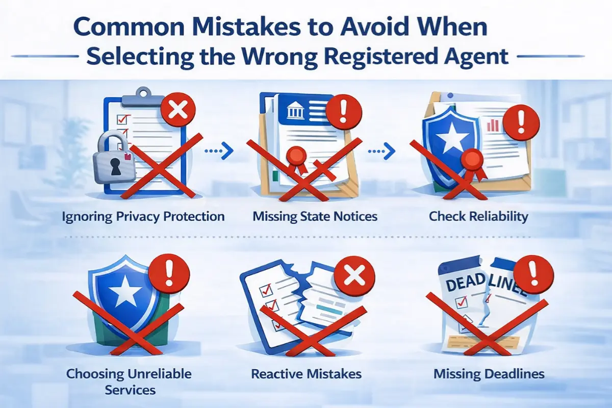 Common mistakes when choosing the wrong registered agent including missing deadlines unreliable service and failing to meet registered agent requirements