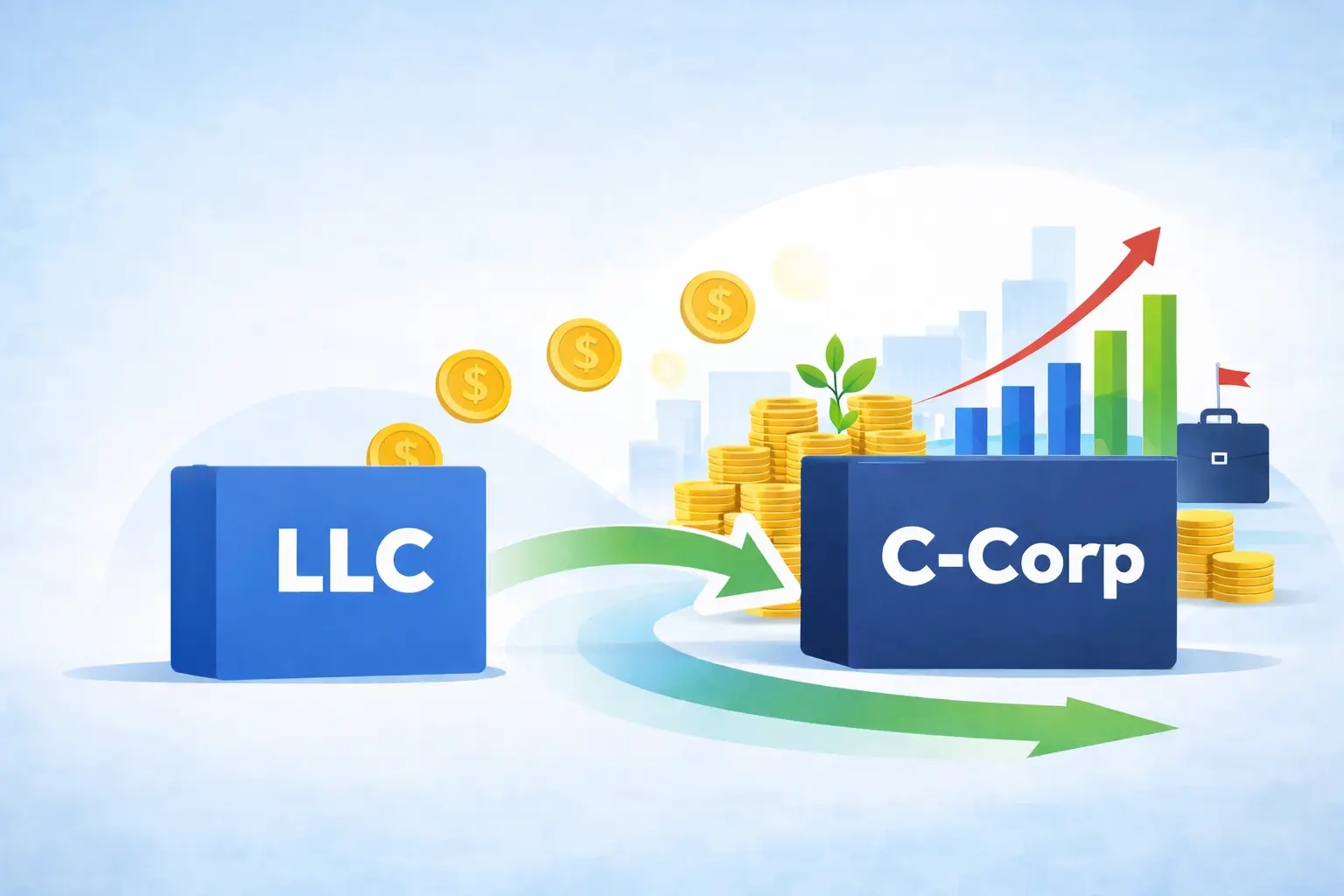 Tech startup converting from LLC to C-Corp structure to attract venture capital funding and support business growth
