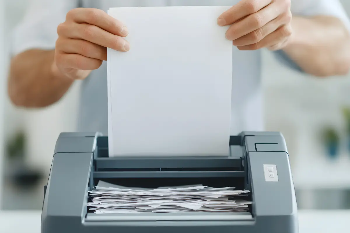 Business document processing and scanning for document retention compliance showing proper document management and record keeping procedures.