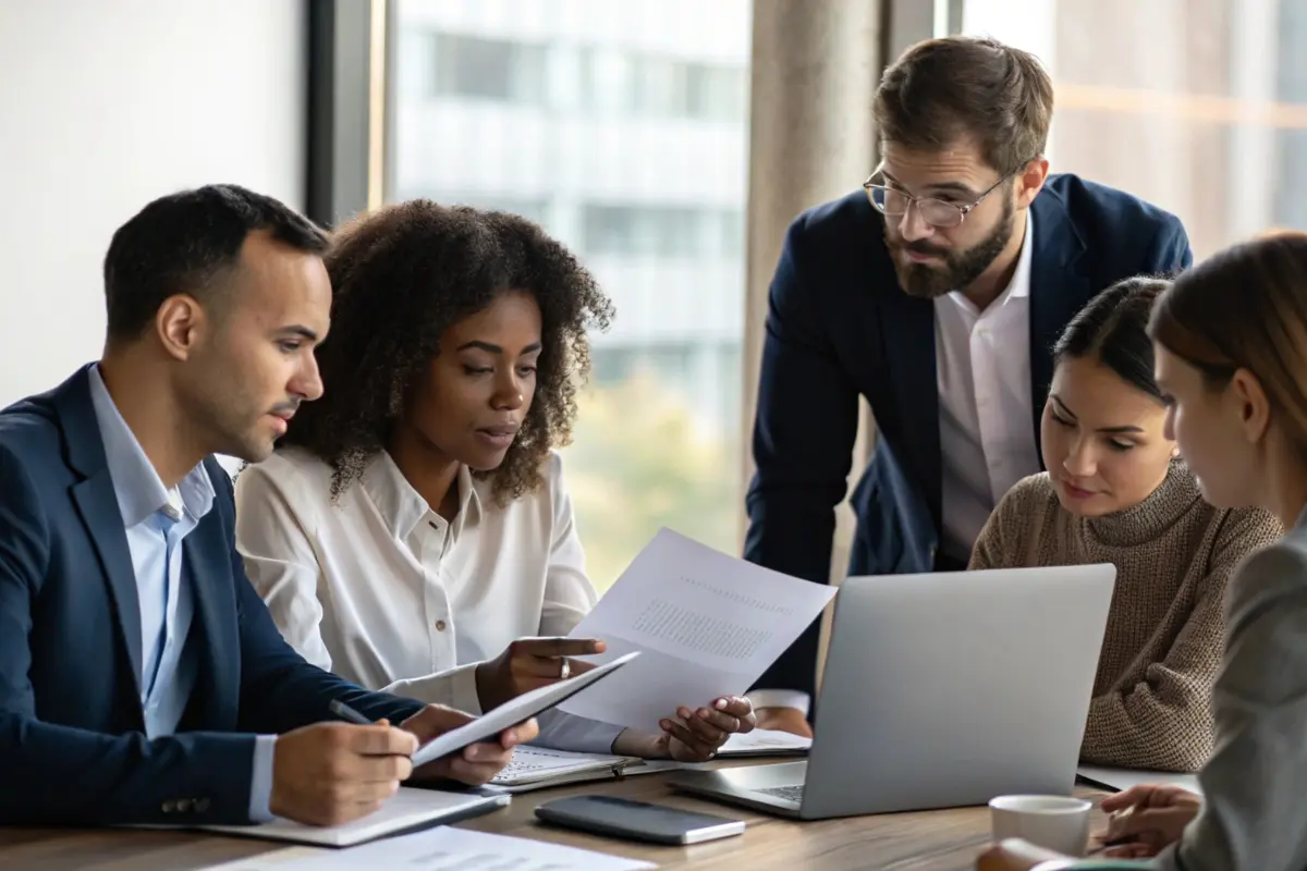 Corporate compliance team reviewing business entity management documentation and entity governance best practices for maintaining legal standing across jurisdictions.