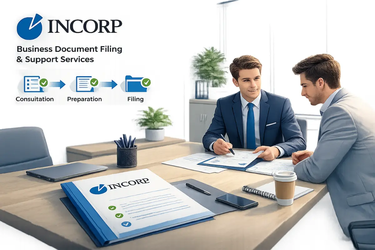 InCorp business document filing and support services helping clients obtain certified articles of organization through consultation, preparation, and state filing process