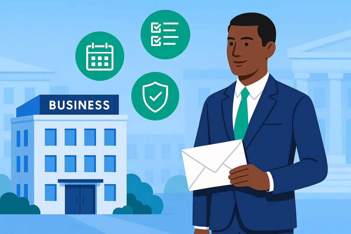 Professional registered agent receiving legal documents and service of process for business compliance services