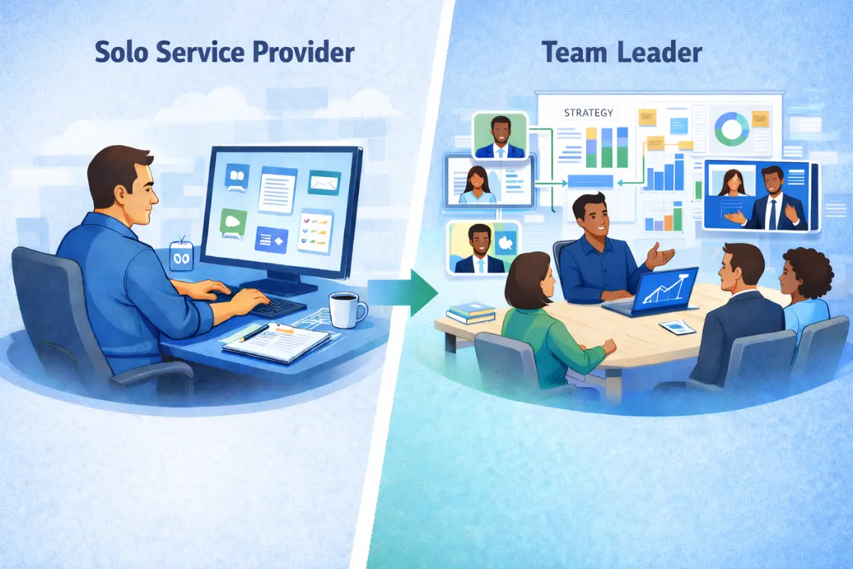 Scaling a service-based business from solo service provider to team leader with strategy planning and business growth for LLC or S corp structure