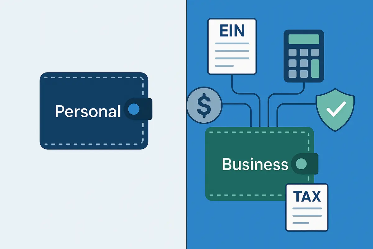 EIN benefits showing separation of personal and business finances using federal tax ID for tax compliance