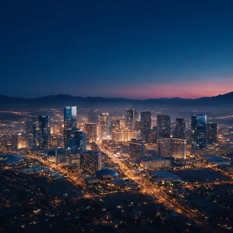 Las Vegas skyline glowing at dusk - incorporating in Nevada